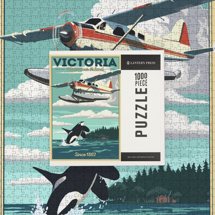 Victoria, Vancouver Island, Painterly, Float Plane and Orca, Jigsaw Puzzle