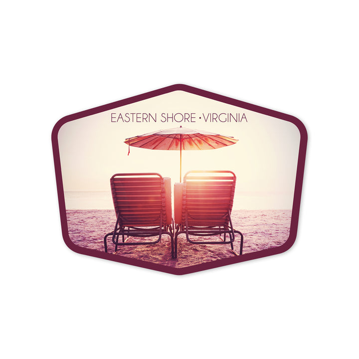 Eastern Shore, Virginia, Beach Chairs and Sunshine, Contour, Vinyl Sticker