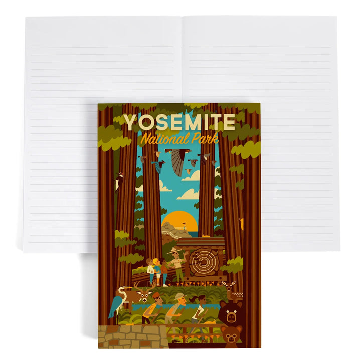 Lined 6x9 Journal, Yosemite National Park, California, Forest, Geometric, Lay Flat, 193 Pages, FSC paper