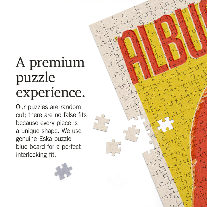 Albuquerque, New Mexico, Woodblock City Series, Chili Peppers, 1000 Piece Jigsaw Puzzle
