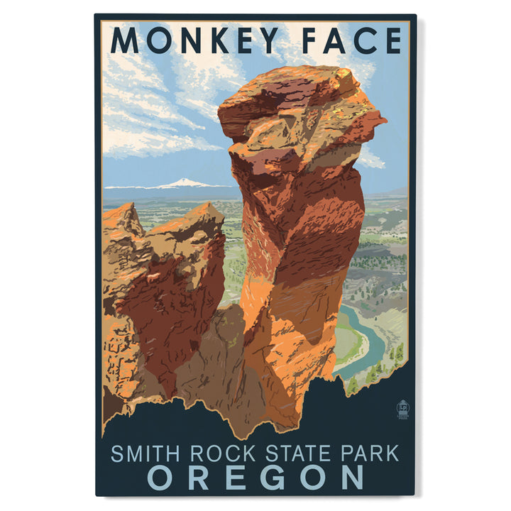 Smith Rock State Park, Oregon, Monkey Face, Lantern Press Artwork, Wood Signs and Postcards