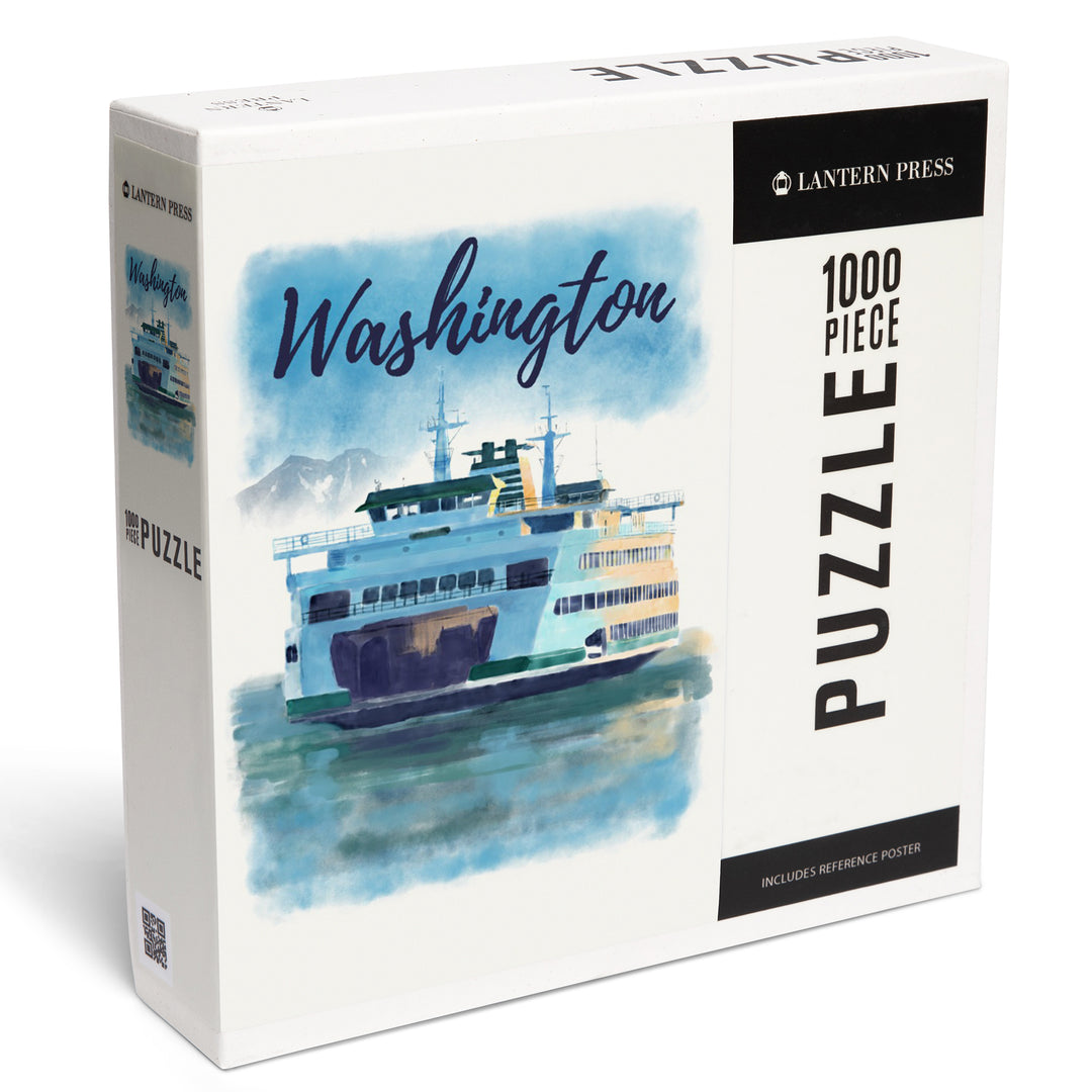 Washington, Watercolor, Ferry, Jigsaw Puzzle