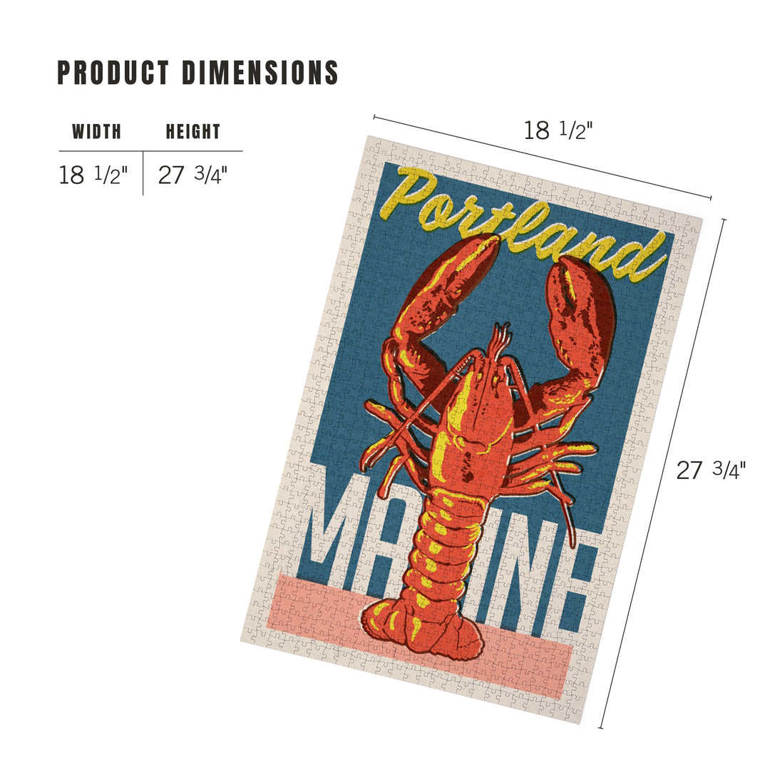 Portland, Maine, Woodblock City Series, Lobster, 1000 Piece Jigsaw Puzzle