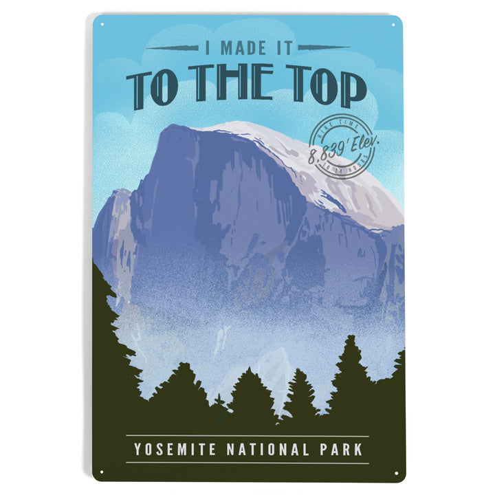 Yosemite National Park, California, I Made it to the Top, Half Dome, Lithograph, Metal Signs