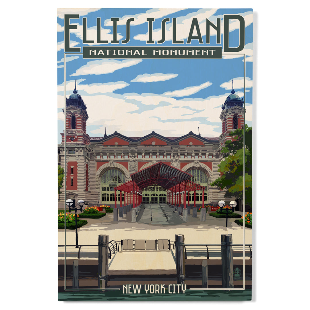 Ellis Island National Monument, New York City, Building Exterior, Lantern Press Artwork, Wood Signs and Postcards