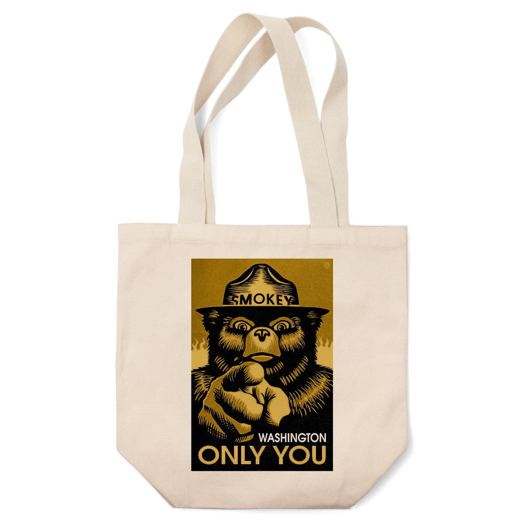Washington, Smokey Bear, Only You, Halftone, Yellow, Tote Bag