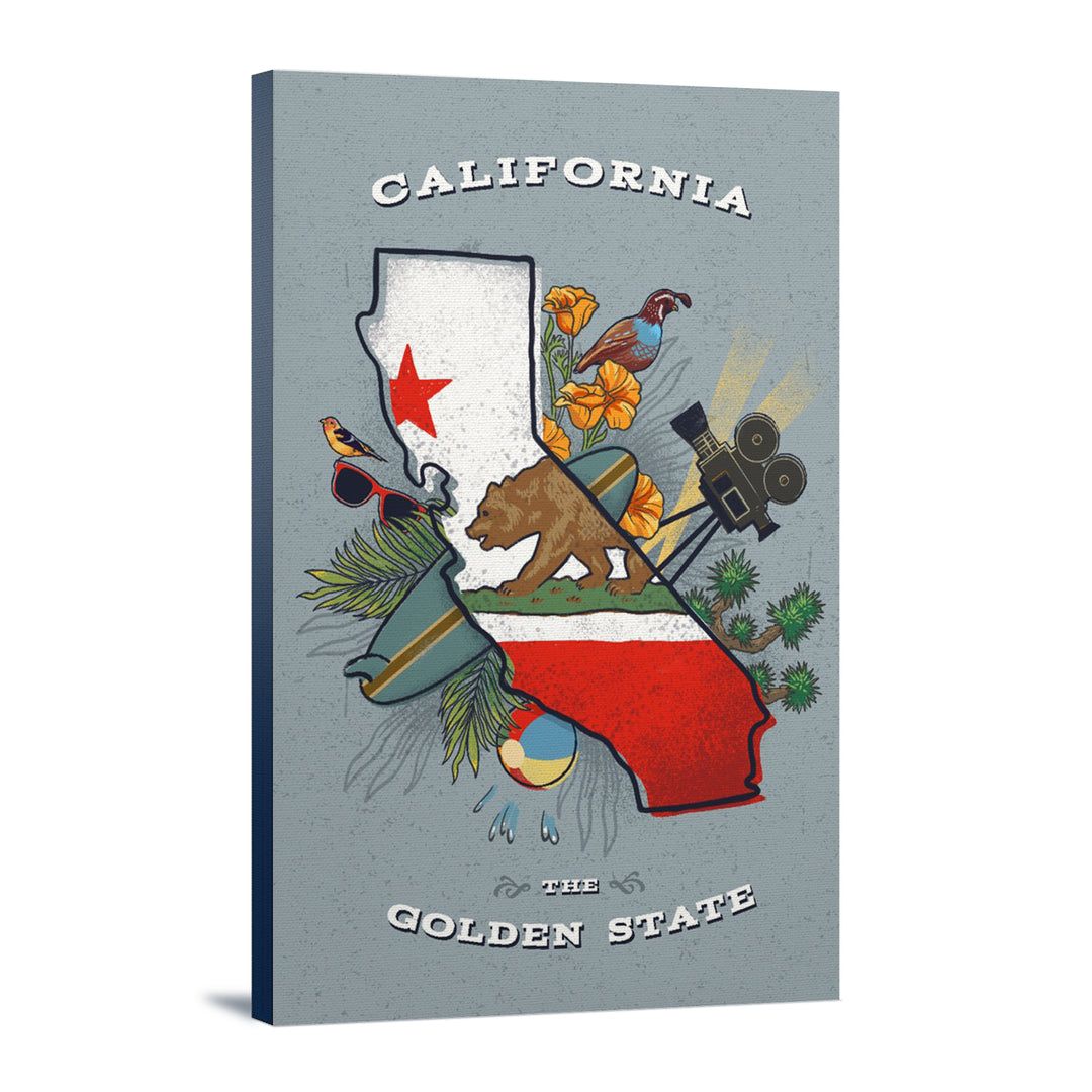 California, State Treasure Trove, State Series, Stretched Canvas