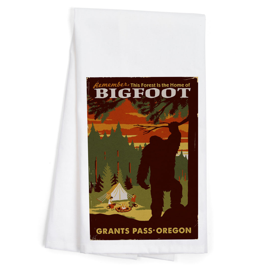 Grants Pass, Oregon, Home of Bigfoot, Organic Cotton Kitchen Tea Towels