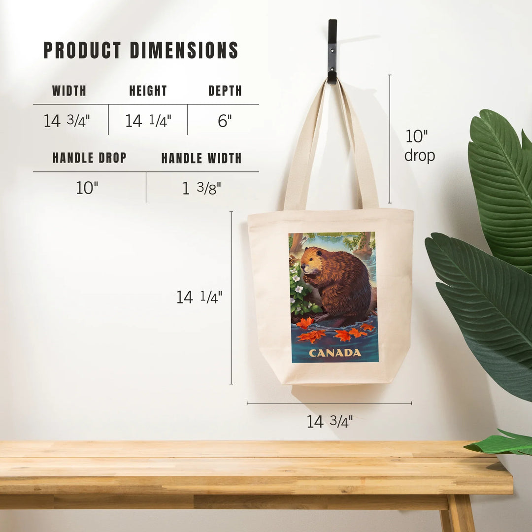 Canada, Lithograph, Beaver, Tote Bag