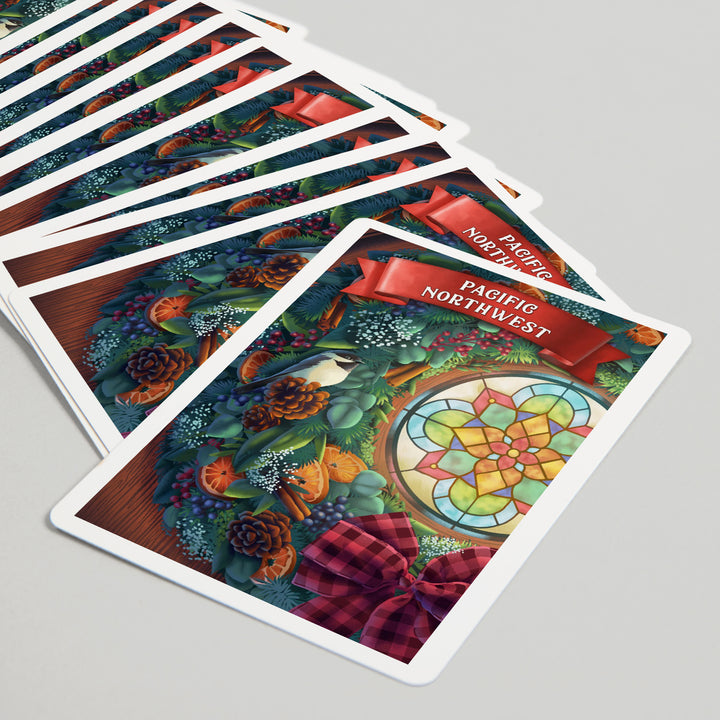 Playing Cards, Pacific Northwest, Front Door with Wreath, 52 Card Deck with Jokers in Box, Unique Art