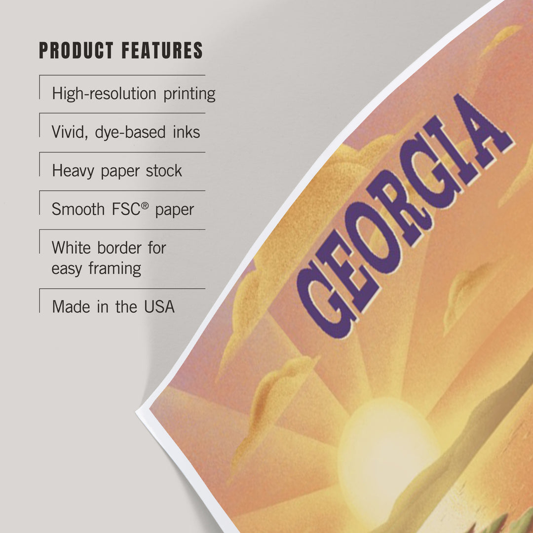 Georgia, Lithograph, Bear and Spring Flowers, Lake, Art & Giclee Prints