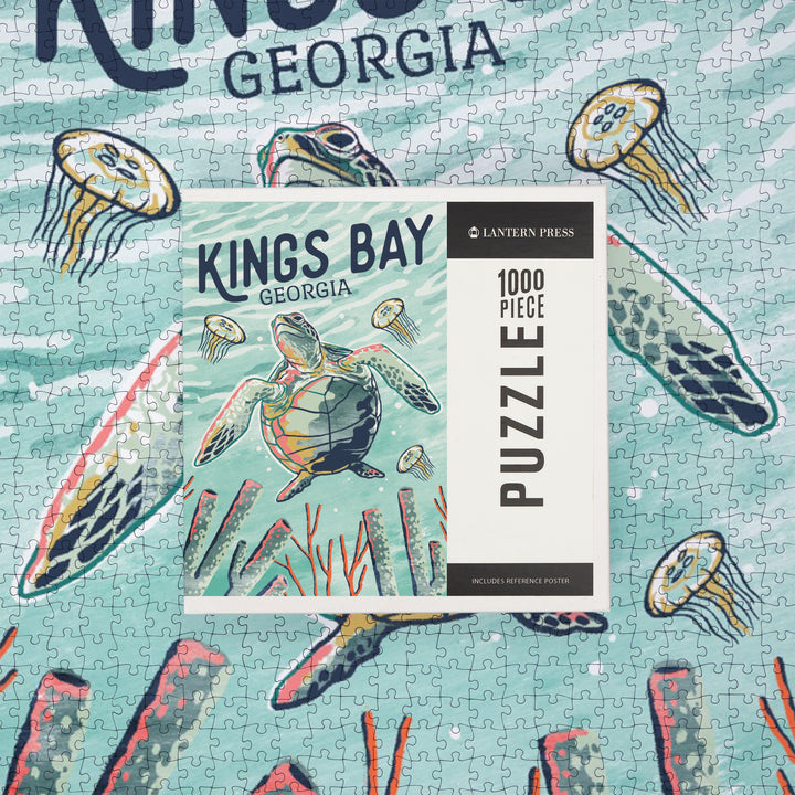 Kings Bay, Georgia, Graphic Pastel, Sea Turtle, Jigsaw Puzzle