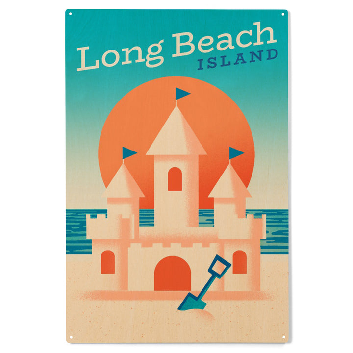 Long Beach Island, New Jersey, Sun-faded Shoreline Collection, Sand Castle on Beach, Wood Sign and Postcards