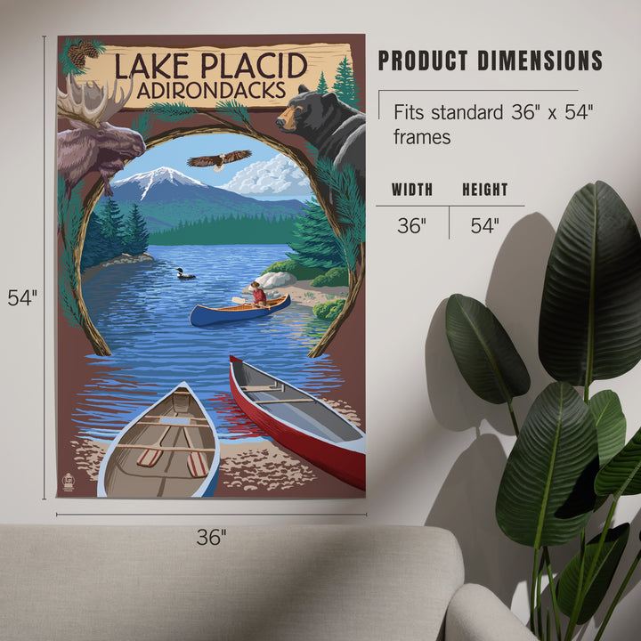 Lake Placid, New York, Adirondacks Canoe Scene, Art & Giclee Prints