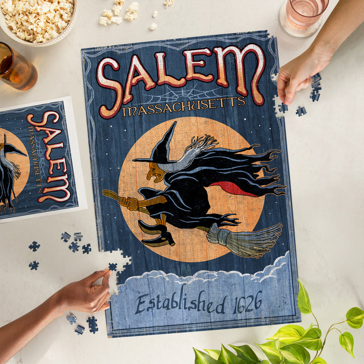 Salem, Massachusetts, Witch Vintage Sign, 1000 Piece Jigsaw Puzzle