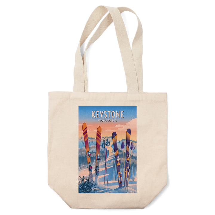 Keystone, Colorado, Prepare for Takeoff, Skis in Snowbank, Tote Bag