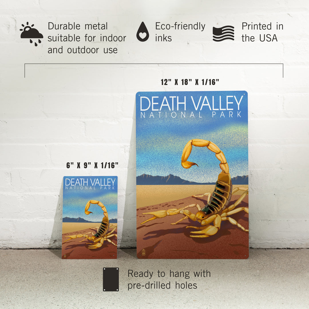 Death Valley National Park, California, Lithograph, Scorpion, Metal Signs