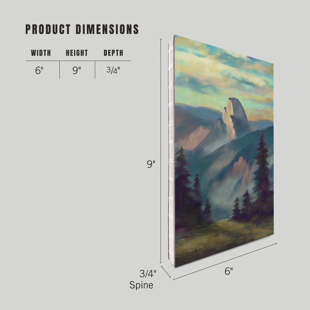 Lined 6x9 Journal, Yosemite National Park, California, Half Dome, Oil Painting, Lay Flat, 193 Pages, FSC paper