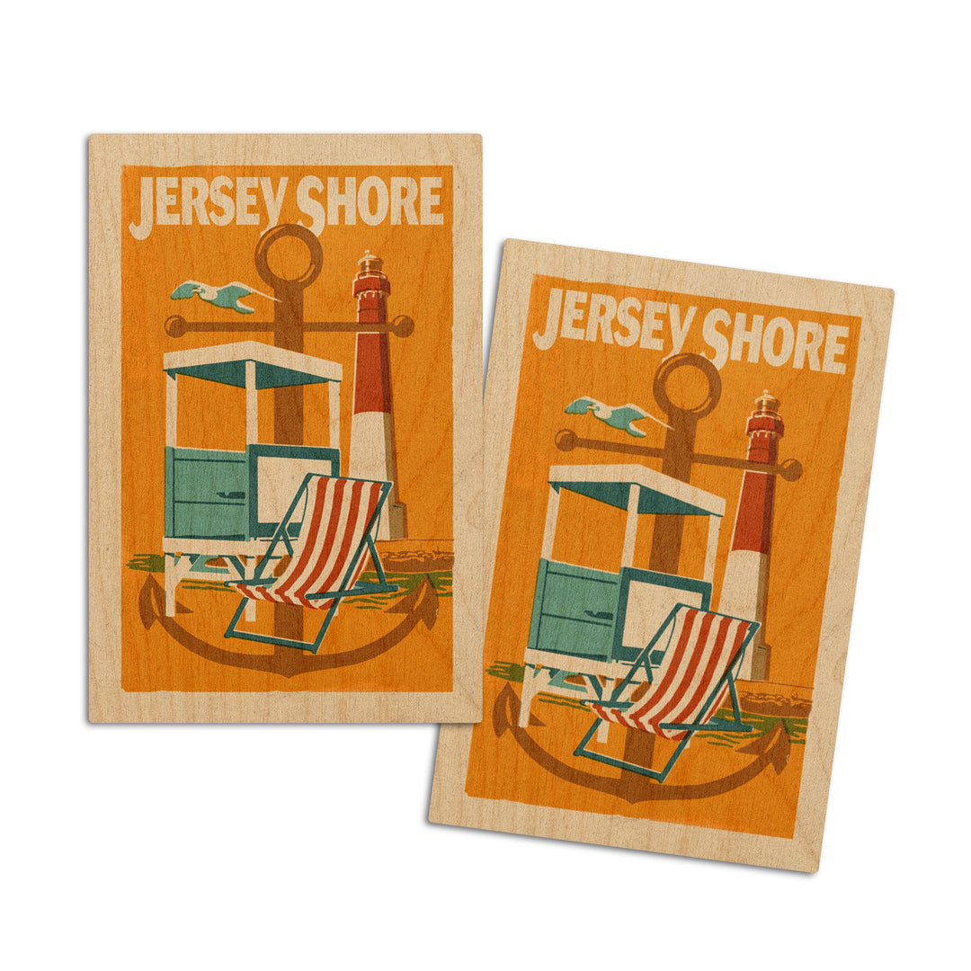 Jersey Shore, Woodblock, Lantern Press Artwork, Wood Signs and Postcards