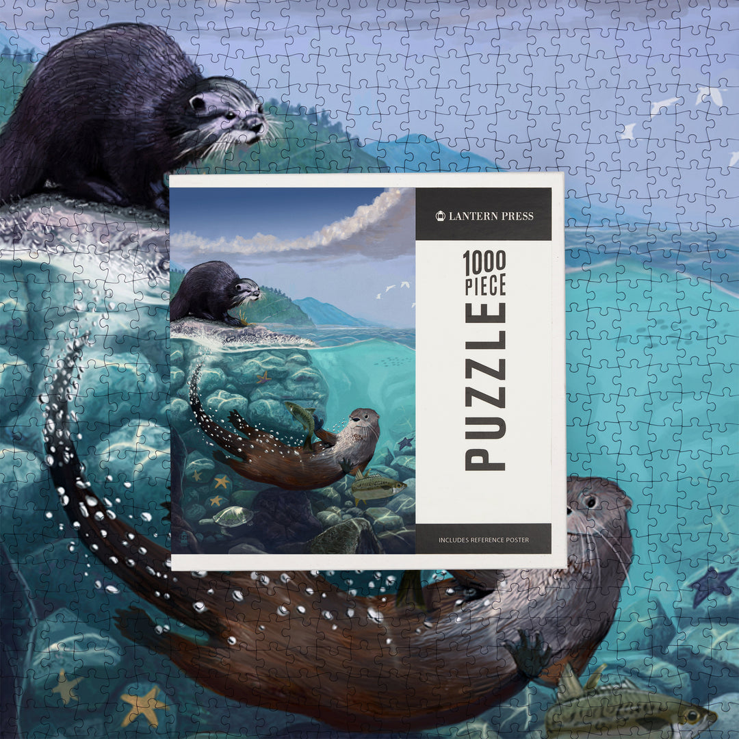River Otters, Underwater Scene, 1000 Piece Jigsaw Puzzle
