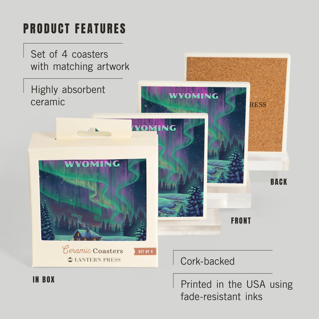 Wyoming, Northern Lights and Cabin, Coasters