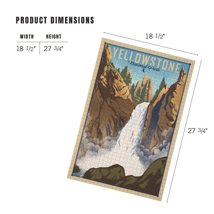Yellowstone National Park, Wyoming, Tower Falls, Lithograph National Park Series, Jigsaw Puzzle