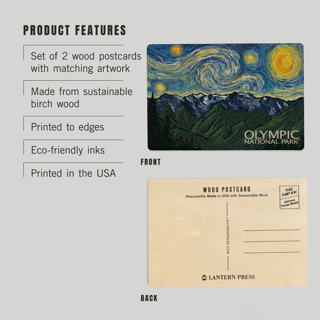 Olympic National Park, Washington, Starry Night, Wood Sign and Postcards