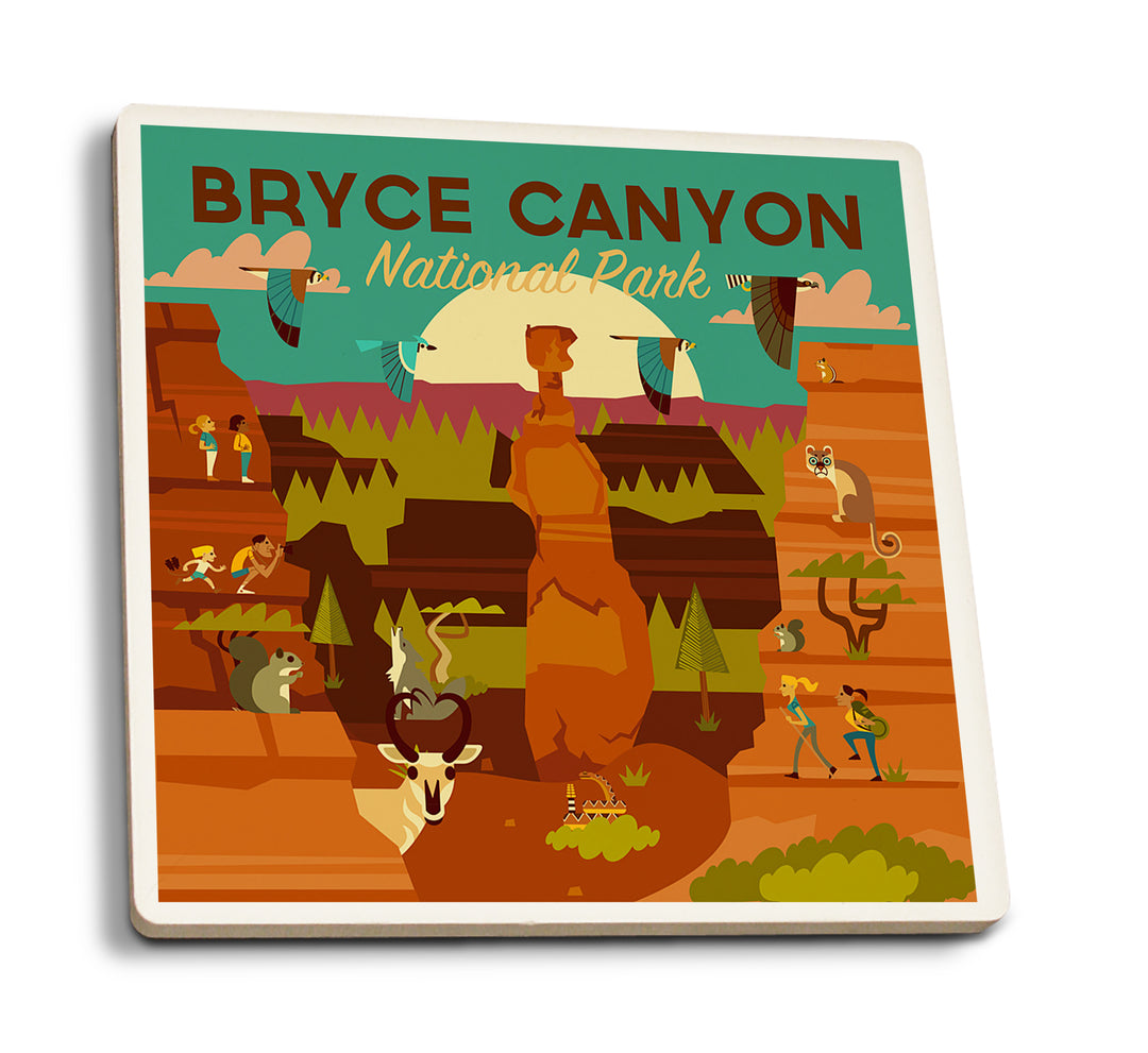 Bryce Canyon National Park, Utah, Geometric National Park Series, Coaster Set