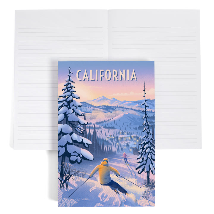 Lined 6x9 Journal, California, Ski for Miles, Skiing, Lay Flat, 193 Pages, FSC paper