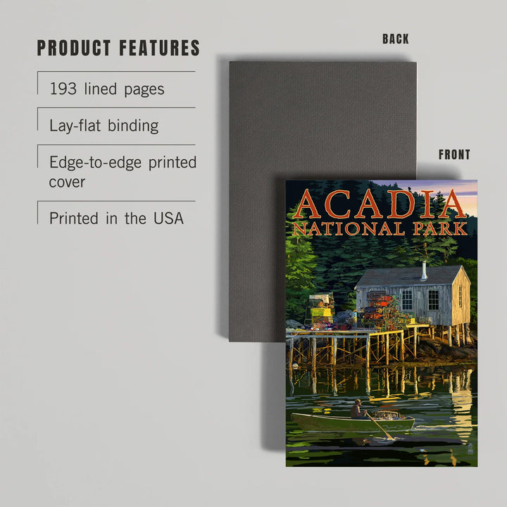 Lined 6x9 Journal, Acadia National Park, Maine, Lobster Shack, Lay Flat, 193 Pages, FSC paper