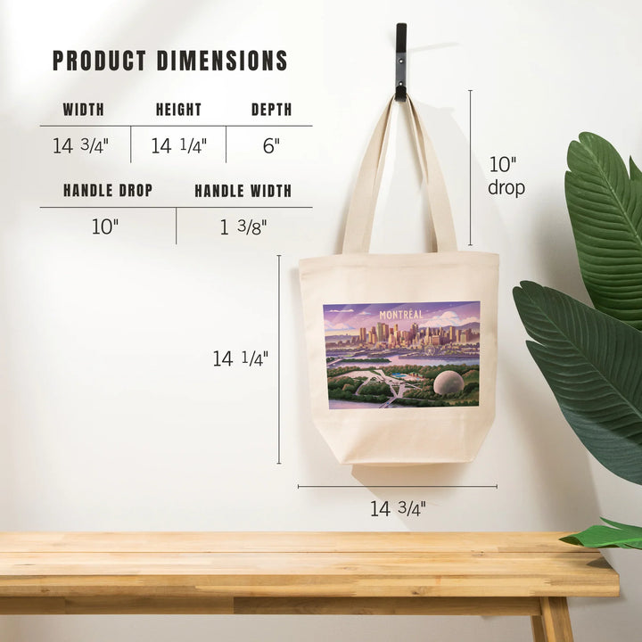 Montreal, Quebec, Lithograph City Series, Tote Bag