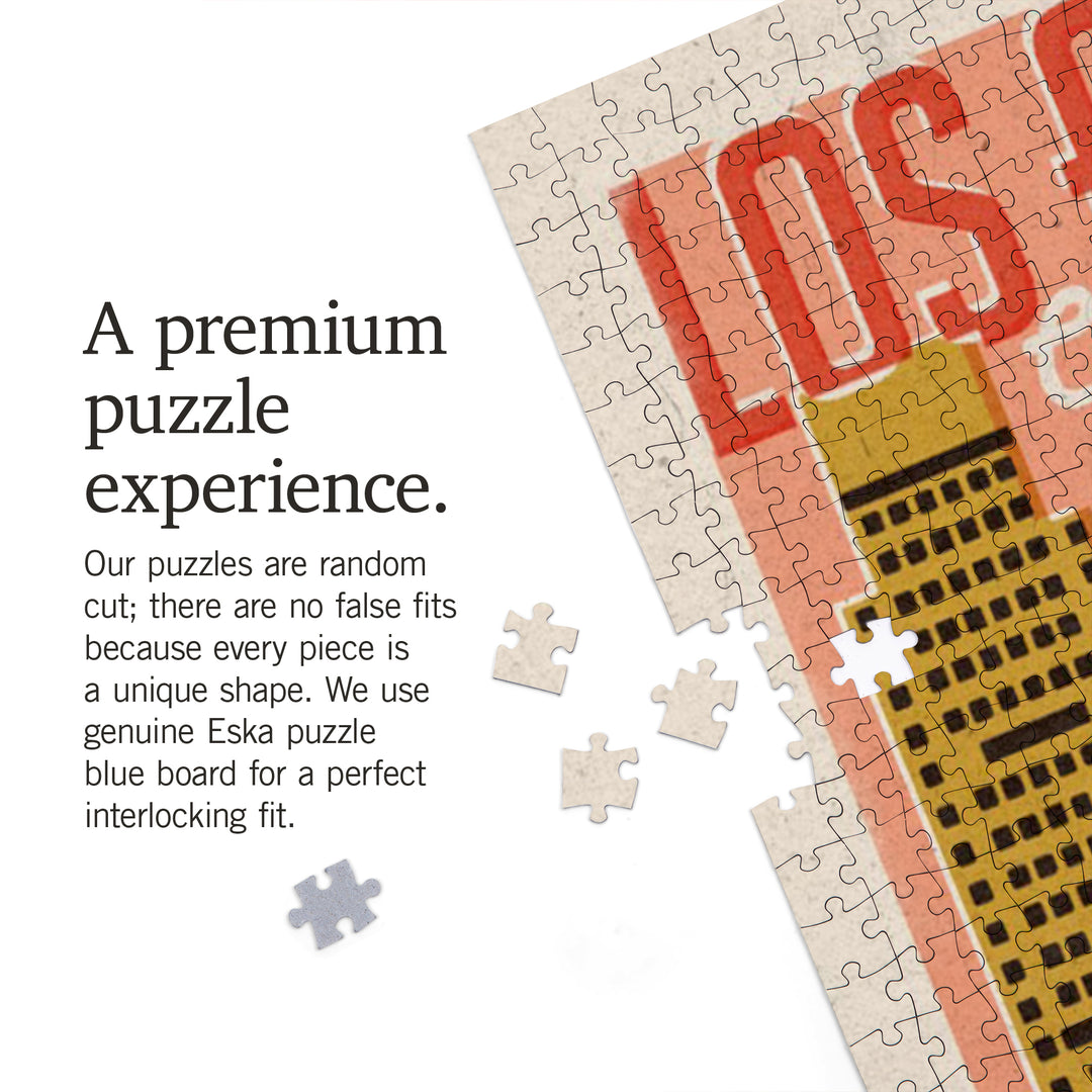 Los Angeles, California, Woodblock City Series, Skyline, 1000 Piece Jigsaw Puzzle