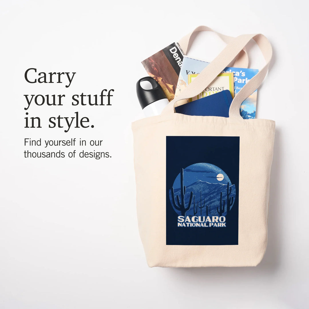 Saguaro National Park, Arizona, Rincon Peak, Night Sky,, Tote Bag