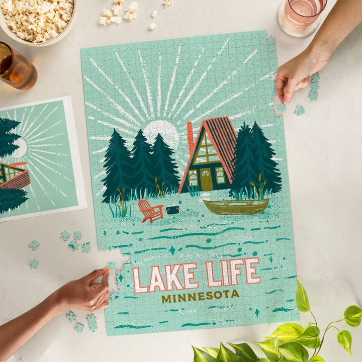 Minnesota, Lake Life Series, Cabin, 1000 Piece Jigsaw Puzzle