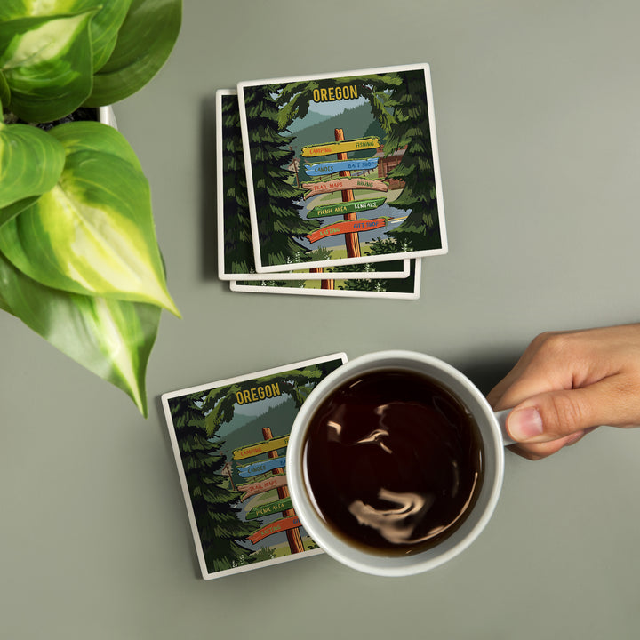 Oregon, Signpost, Forest and Camp, Coasters