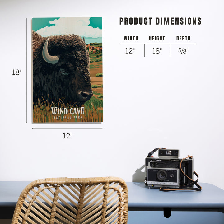 Wind Cave National Park, South Dakota, Bison, Painterly National Park Series, Wood Signs and Postcards