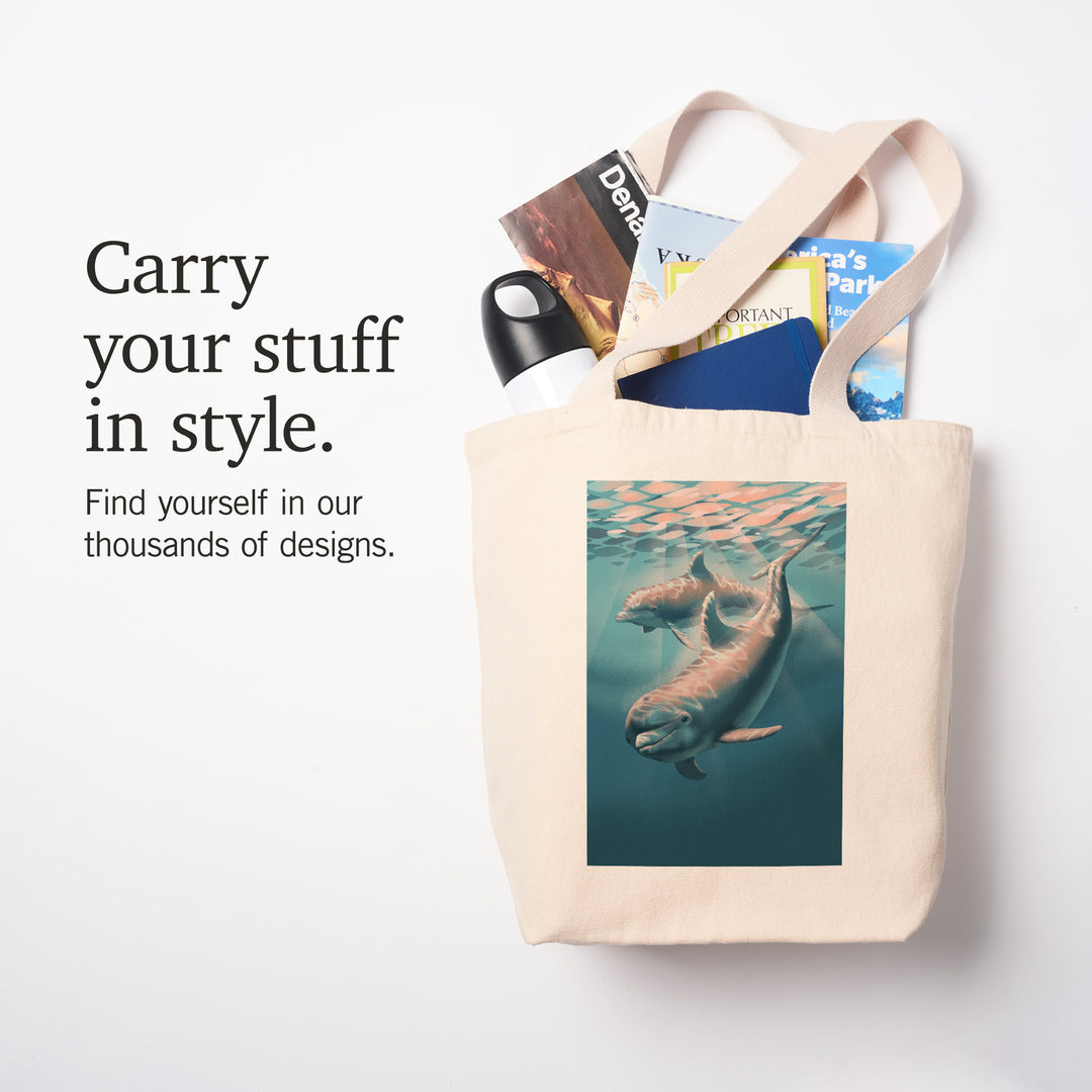 Lithograph, Bottlenose Dolphin, Tote Bag