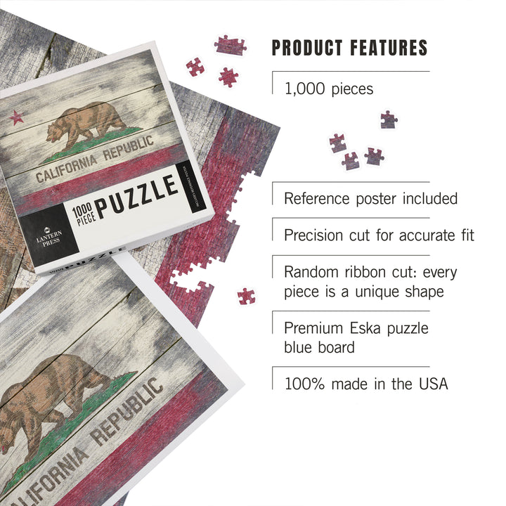 Rustic California State Flag, 1000 Piece Jigsaw Puzzle