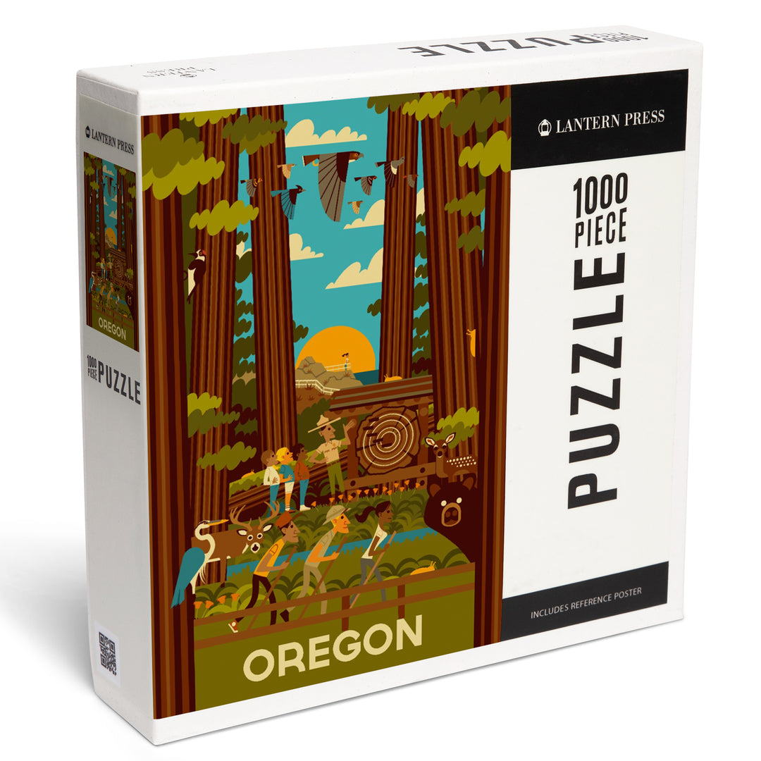Oregon, Geometric, Forest, 1000 Piece Jigsaw Puzzle