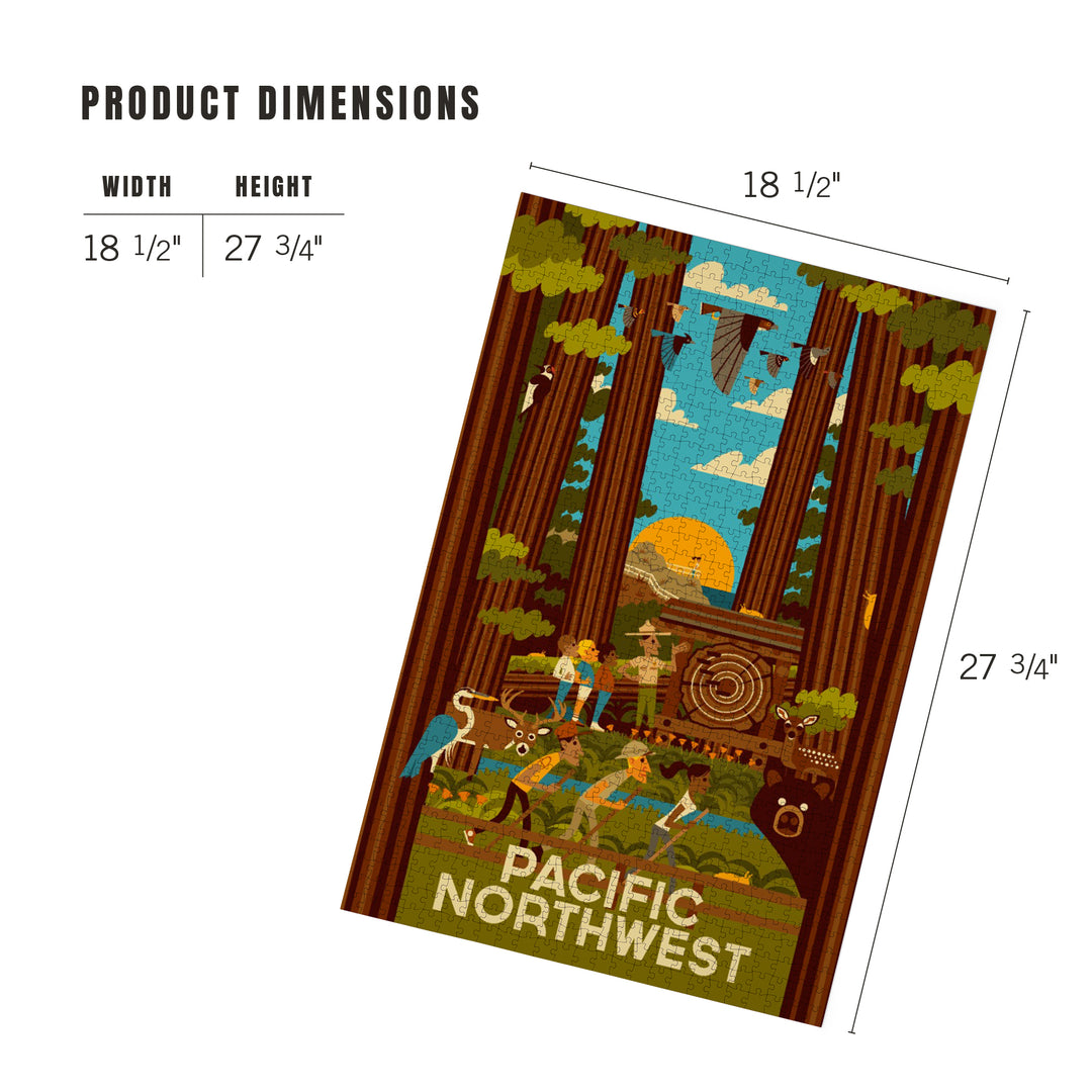 Pacific Northwest, Geometric, Forest, 1000 Piece Jigsaw Puzzle