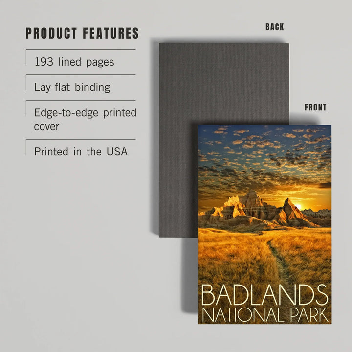 Lined 6x9 Journal, Badlands National Park, South Dakota, Sunset, Lay Flat, 193 Pages, FSC paper