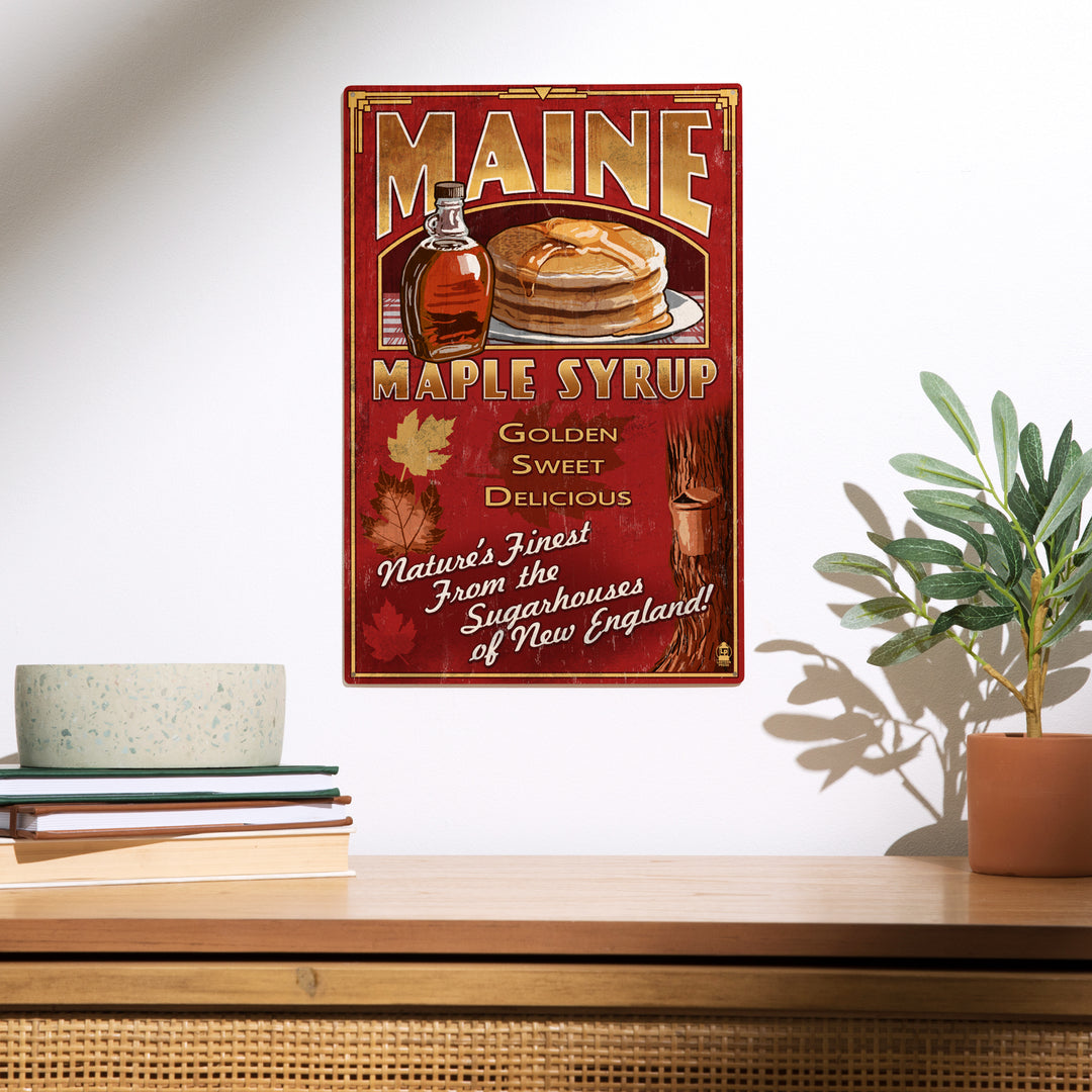 Maine, Maple Syrup Vintage Sign, Wood Sign and Postcards