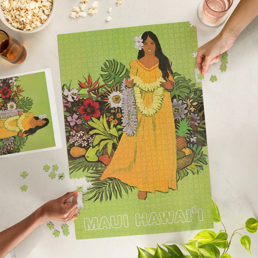 Maui, Hawaii, Welcome with Lei, 1000 Piece Jigsaw Puzzle