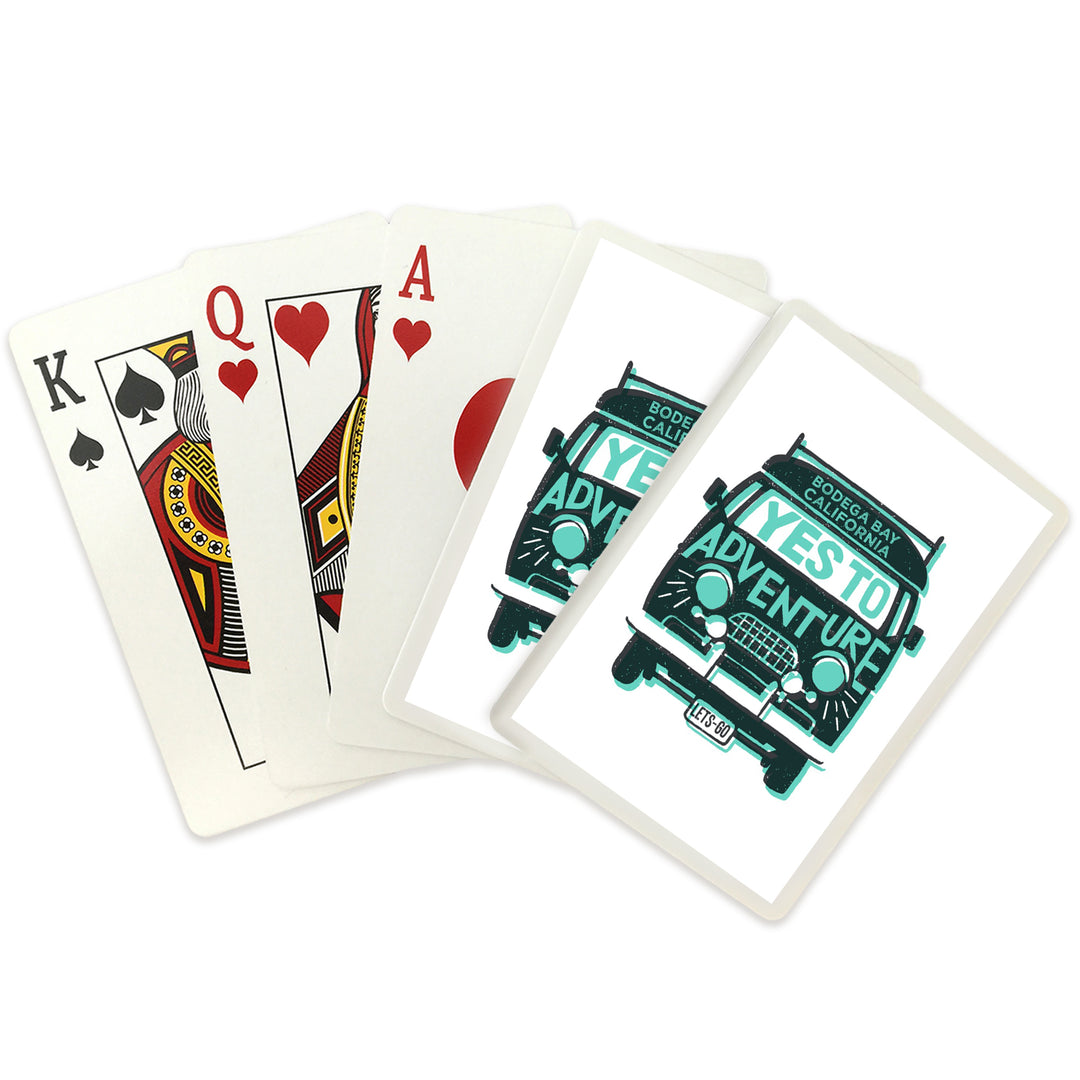 Playing Cards, Bodega Bay, California, Yes to Adventure, Outdoor More Series, Van, 52 Card Deck with Jokers in Box, Unique Art