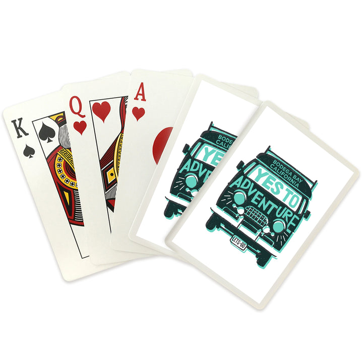 Playing Cards, Bodega Bay, California, Yes to Adventure, Outdoor More Series, Van, 52 Card Deck with Jokers in Box, Unique Art