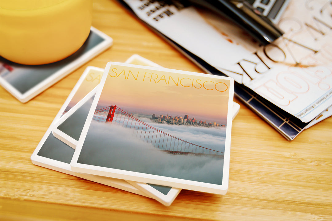 San Francisco, California, Golden Gate Bridge and Fog, Coaster Set