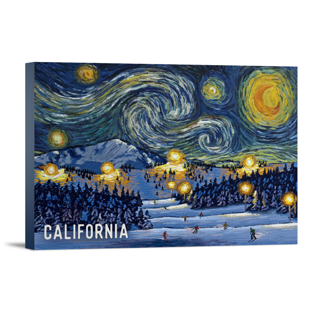 California, Starry Night, Ski Resort, Stretched Canvas