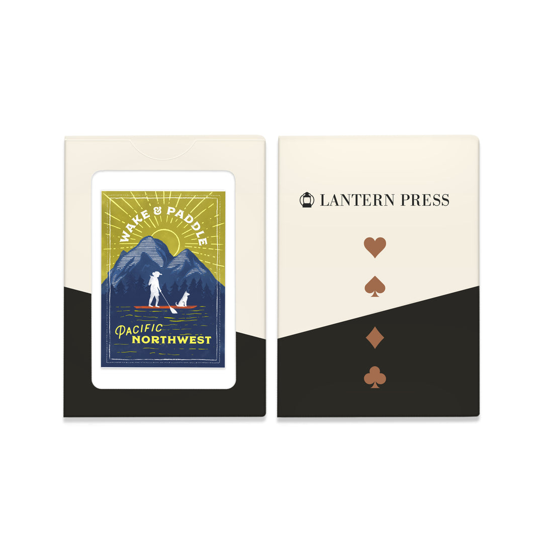 Playing Cards, Pacific Northwest, Lake Life Series, Wake and Paddle, Landscape With Mountain, 52 Card Deck with Jokers in Box, Unique Art