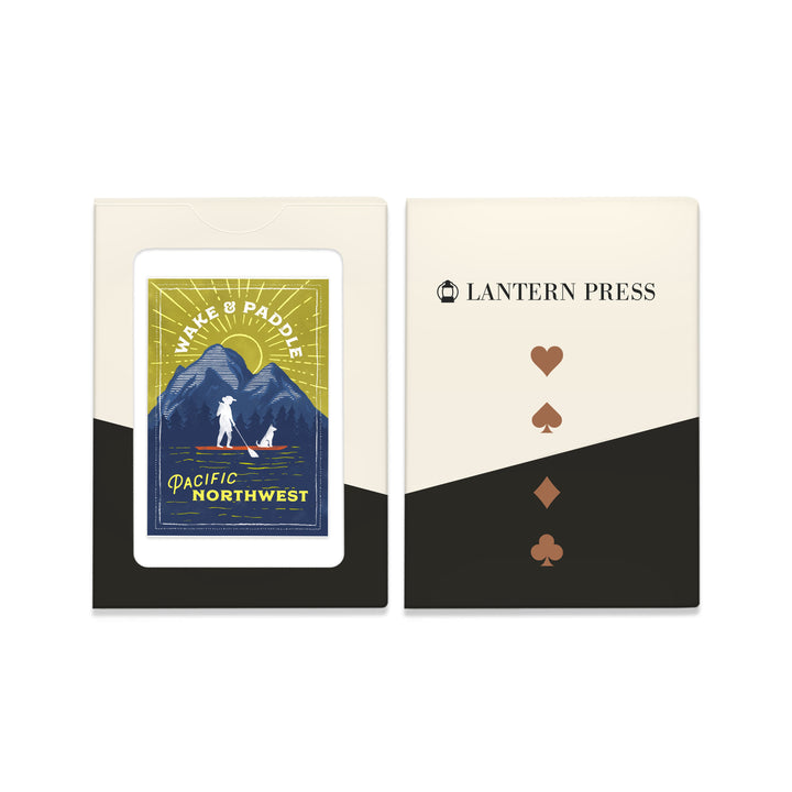 Playing Cards, Pacific Northwest, Lake Life Series, Wake and Paddle, Landscape With Mountain, 52 Card Deck with Jokers in Box, Unique Art