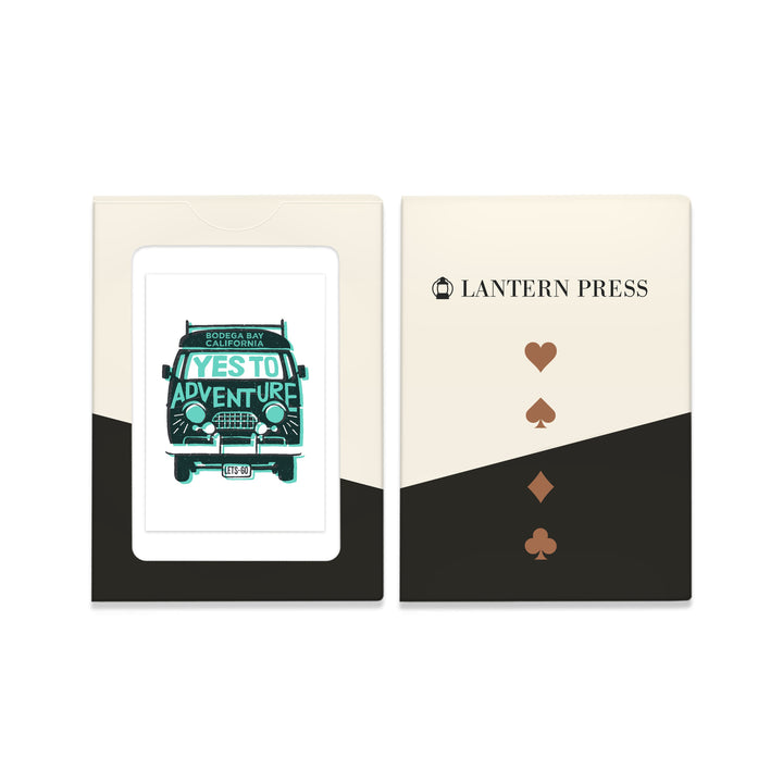 Playing Cards, Bodega Bay, California, Yes to Adventure, Outdoor More Series, Van, 52 Card Deck with Jokers in Box, Unique Art